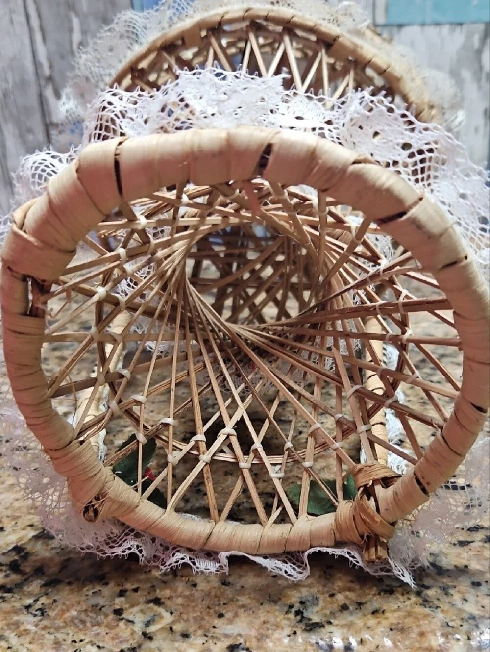 Mini Peacock Wicker Fan Back Rattan Chair Doll Plant Stand Boho Decor - 14